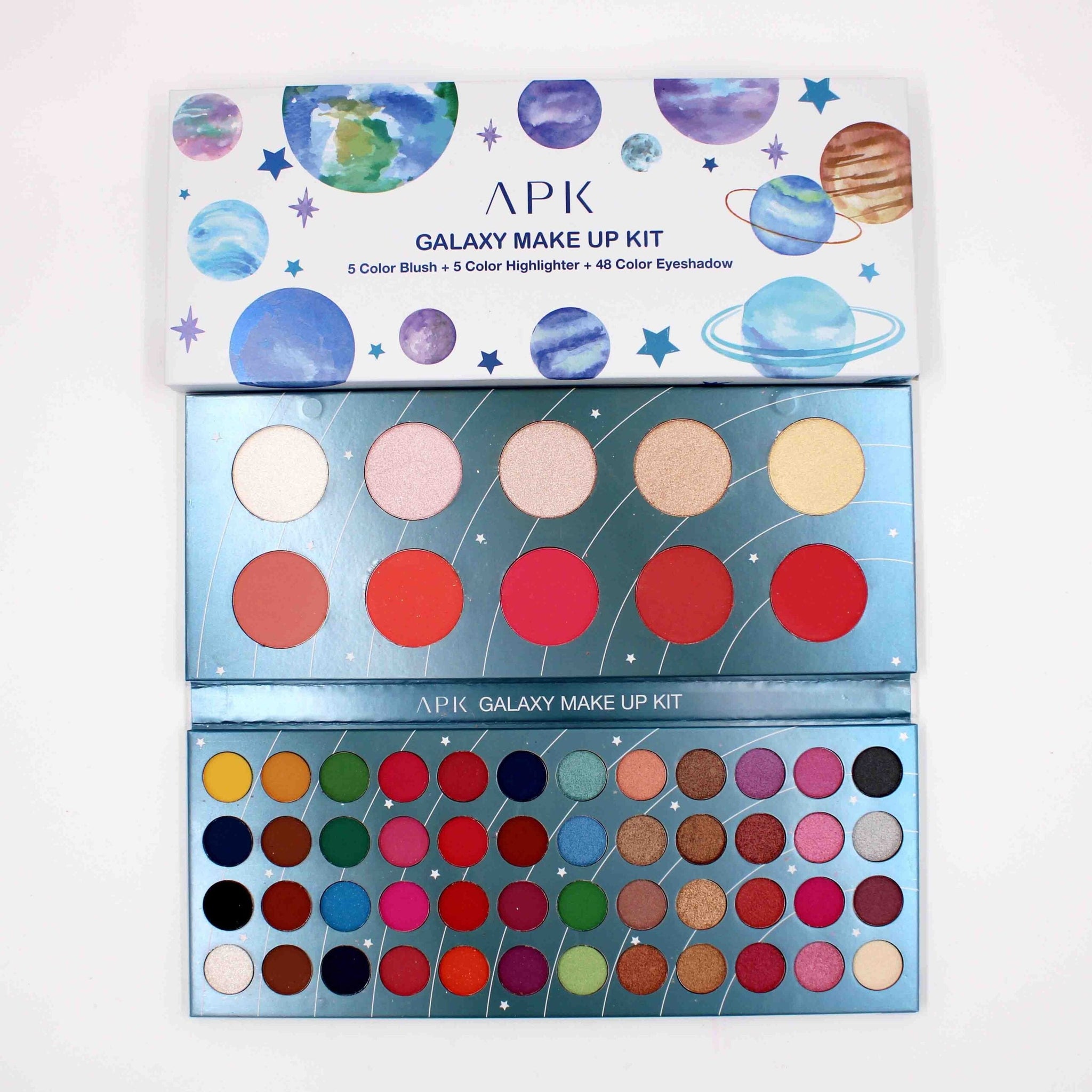 Galaxy Makeup Kit 48 Colors Eyeshadow Palette + 5 Blush + 5 Highlighter  aekmiz4e-4