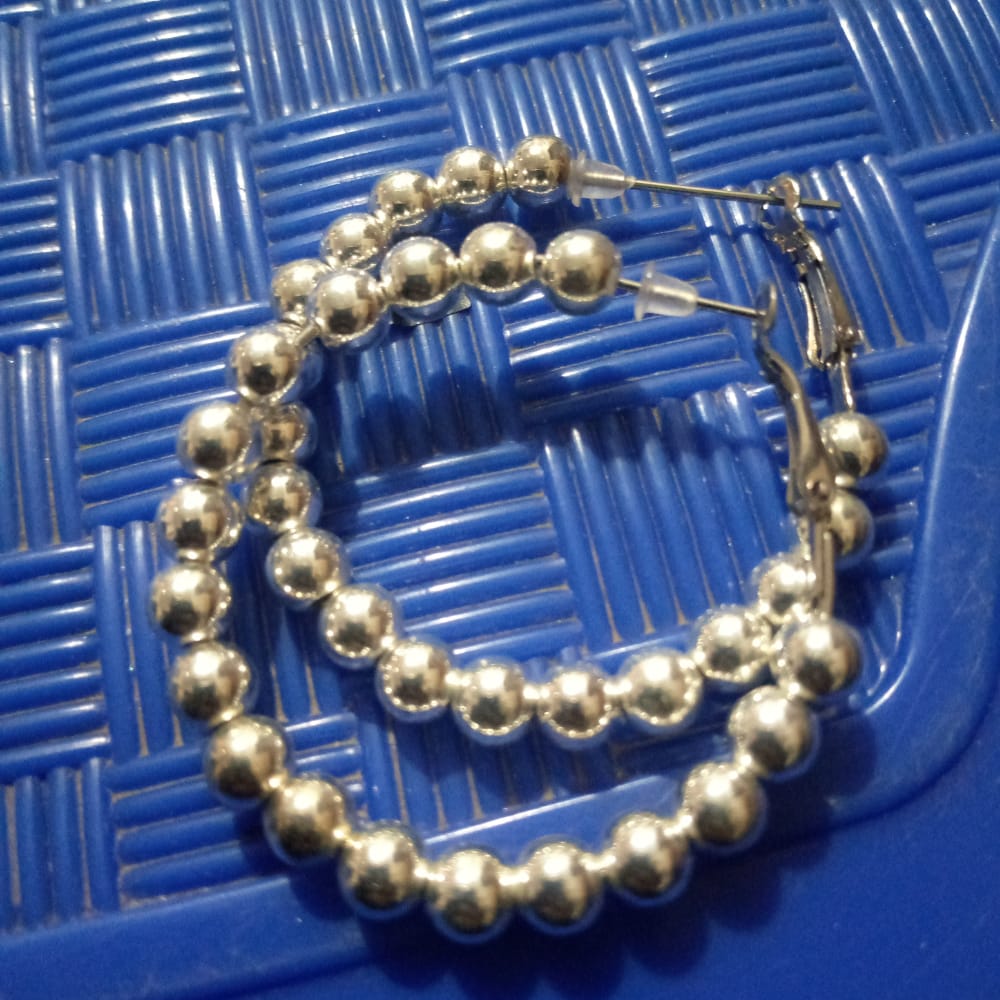 BALI WITH PEARLS ROUND GERMAN STYLO EARRINGS FOR GIRLS AND WOMEN Beads Metal Hoop Earring  egfrpdc2f-a