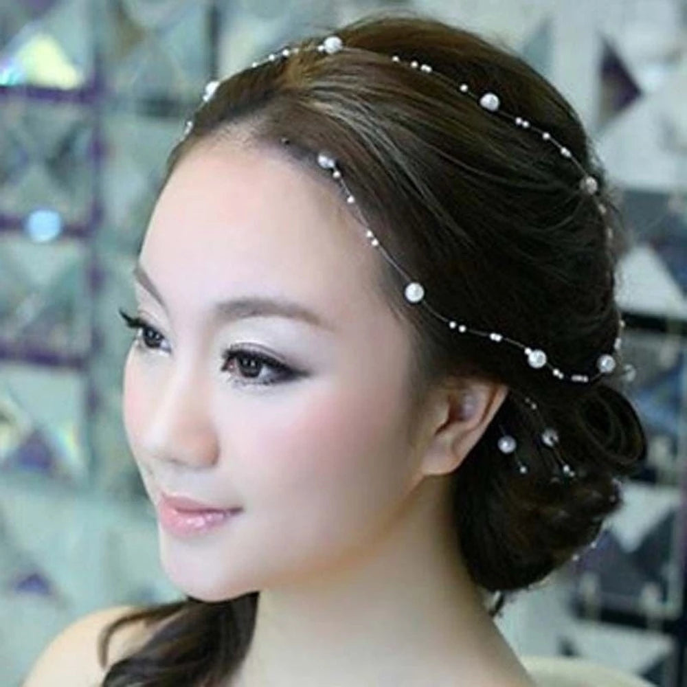 1 Pcs Wedding Hair Accessories Bridal Hair Decor Headband Studded Pearl Hairpins Bride Party Headpiece Jewelry Headdress