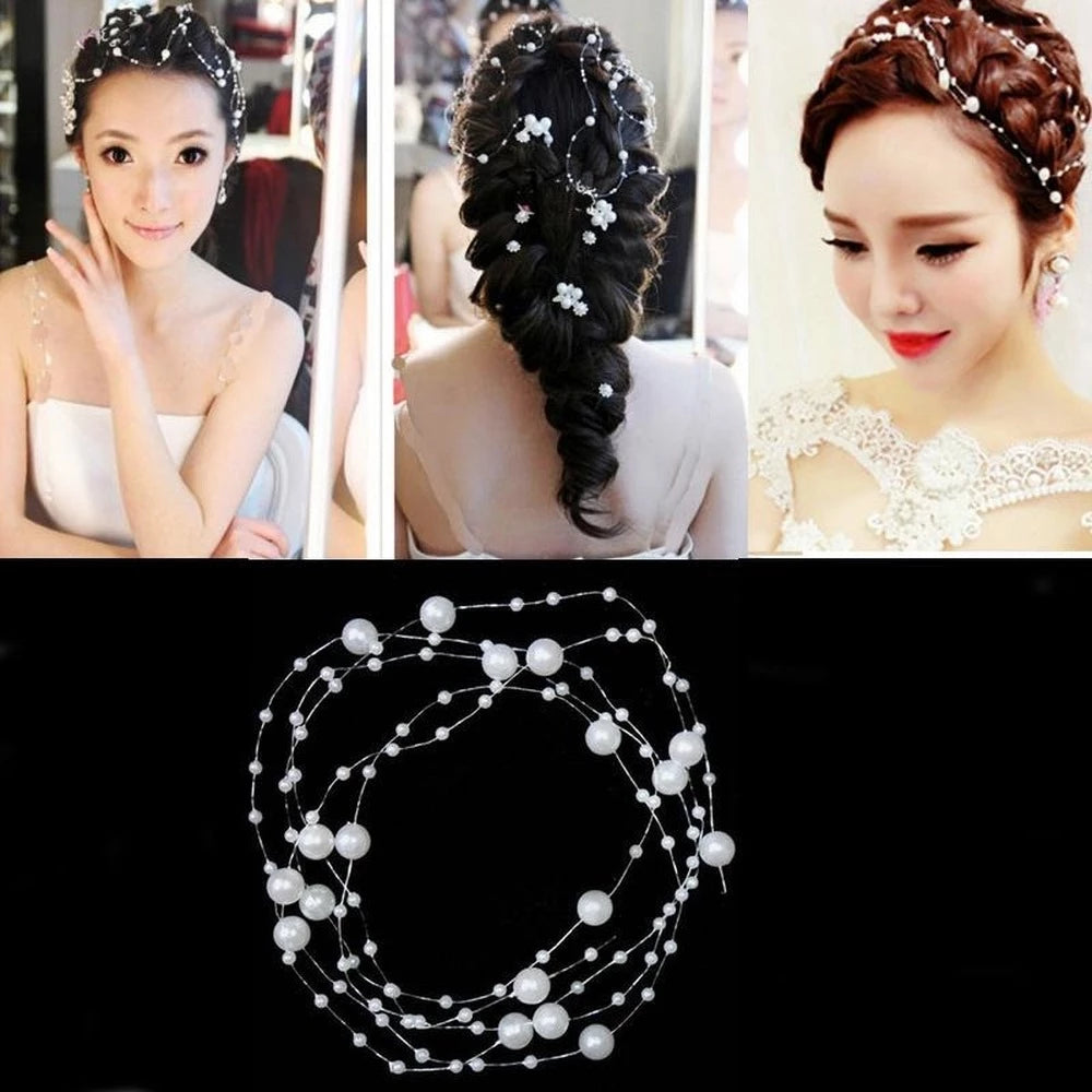 2Pcs Wedding Hair Accessories Bridal Hair Decor Headband Studded Pearl Hairpins Bride Party Headpiece Jewelry Headdress
