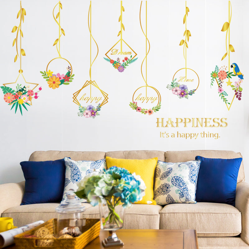 SK9351 Flower Hanging Basket Living Room Bedroom Background Decorative Wall Sticker