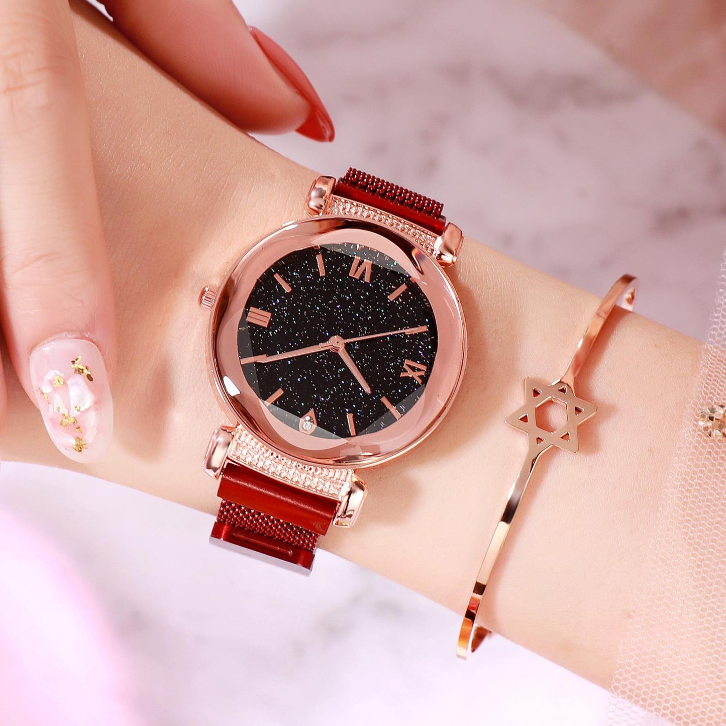 Women watch Elegant Magnet Fashion z Wristwatch Roman Numeral Watch for women gift for Ladies whfrmnf1c-1