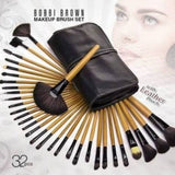 32 Pcs Professional Makeup Brush Cosmetic Beauty Make Up Brush Set + Black Pouch Bag Leather Case - Wood Color  pmbbkz9b-8