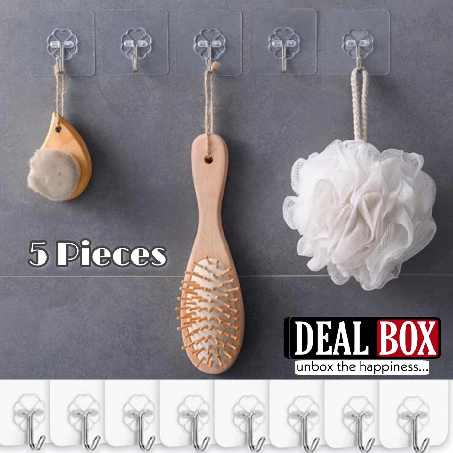 Adhesive Hooks for Wall/ Heavy-Duty Hooks(10Kg)/ Flower Shape Wall Hooks for Hanging/ Nail Free Sticky Hangers with Stainless Steel Hooks / Transparent Strong Hooks/ Waterproof and Oil- proof Stickers for Bathroom and Kitchen  hrfrclv1f-2
