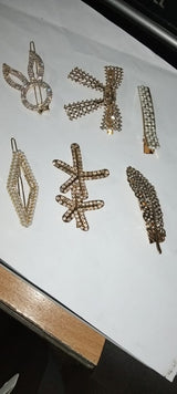6pcs set rendom design  Gold Rhinestone Scissors Pearls Hairpins Hair Clips Hair Accessories