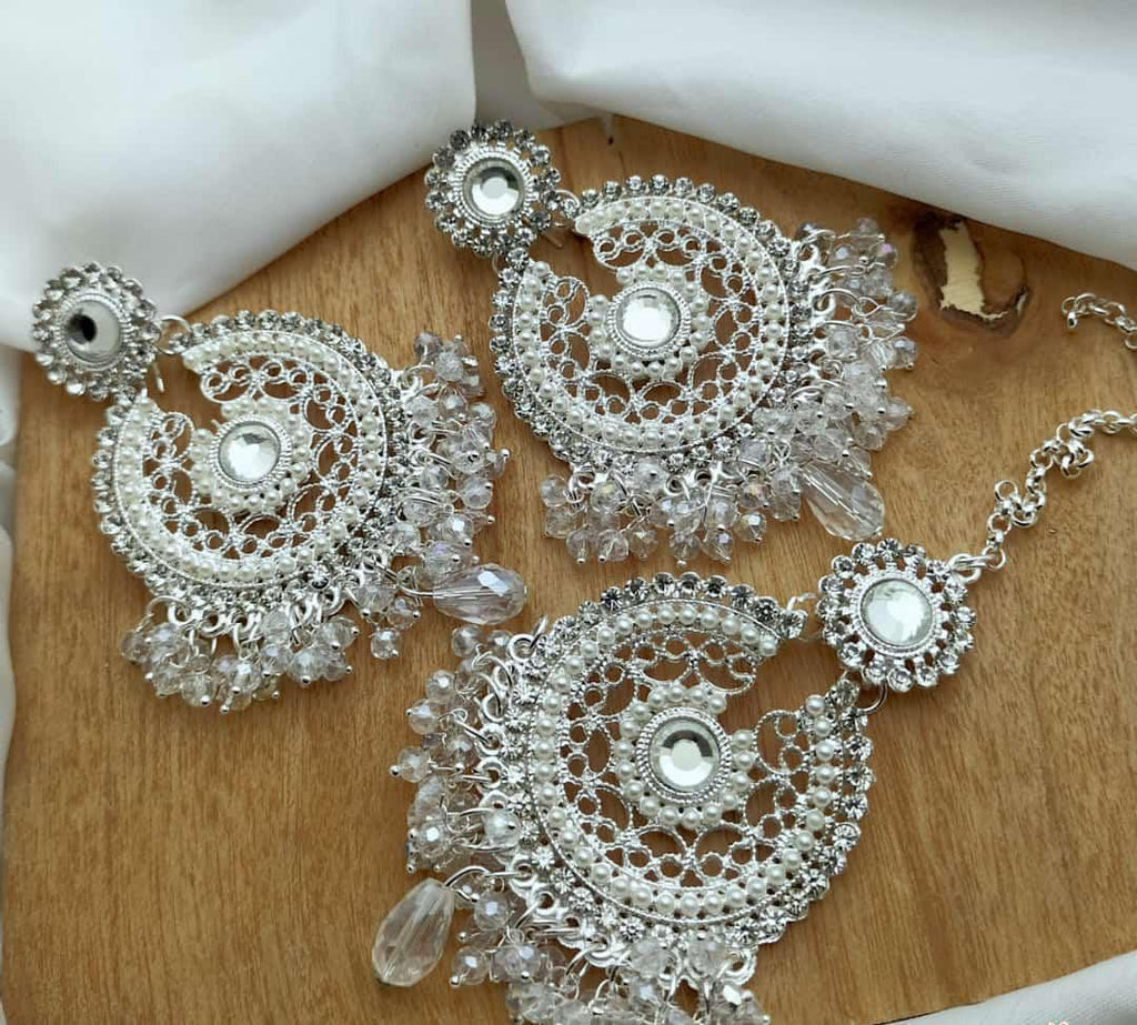 Multi Color Stylish Design Jhumka Tikka Earrings Jewellery Sets