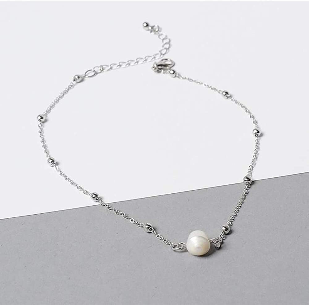 Chargances Women Pearl Choker Necklace Basic Tan Pearl Choker Wedding Bridesmaid Gift Choker Pearl Jewelry for Women and Girls (Silver)