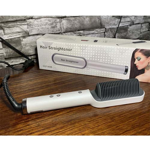 HQT-909B Hair Straightener - Ceramic Heated Hair Brush - Heating Electric Hair Straightener