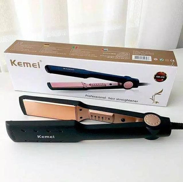 Kemei Km-470 - Professional Hair Straightener - km 470 - Black Titanium Golden Plate with digital temperature control  khsbkz2d-8