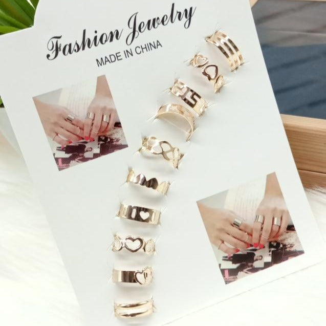 10 Pcs/set Bohemian Moon Star Gold Rings Set For Woman BOHO Crystal Knuckle Ring 2020 Female Finger Statement Fashion Jewelry fgfrgdf4a-1