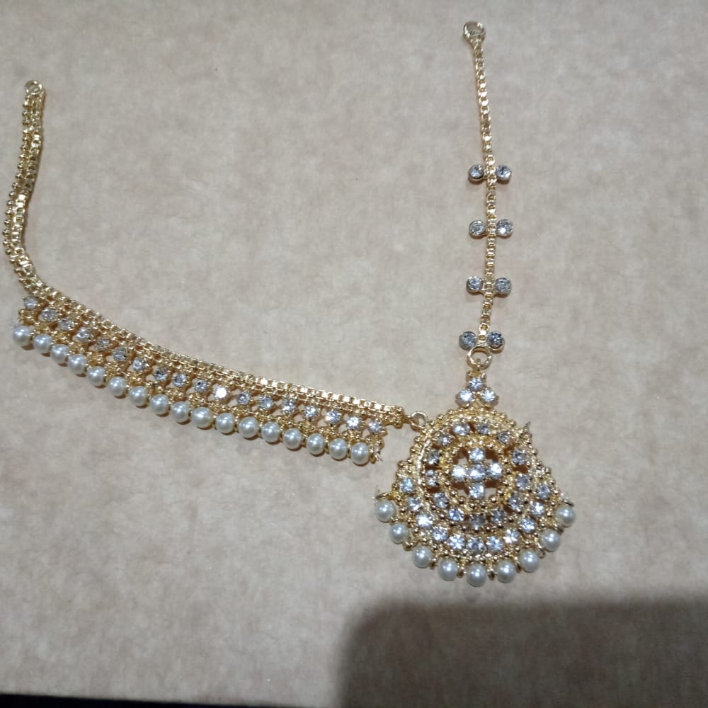 Diamante Kundan Matha Patti Wedding Bridal Goddess Bohemian Boho Head Chain Hair Jewelry Head Piece mpfrada5b-1