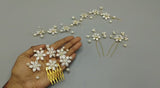 1 Set Wedding Headdress Accessories Hearband Haripin Handmade Flower Pearl Hair Band Headdress Flower Girl Hair Vine