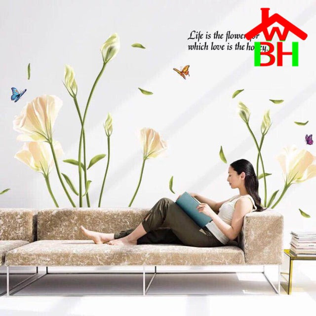 flowers wall stickers home decorations removable PVC transparent stickers floral decals tv background mural art AY9152