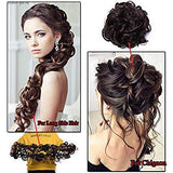Synthetic Women Curly Bun Chignon Elastic Band Clip In Hair Extensions Black Brown High Temperature Fiber Fake Hairpiece hefrnbd6j-6