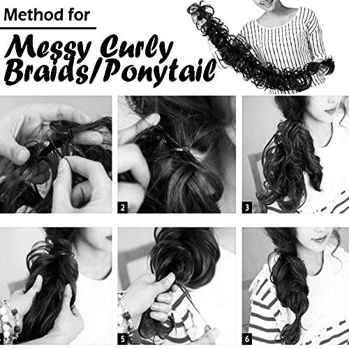 Synthetic Women Curly Bun Chignon Elastic Band Clip In Hair Extensions Black Brown High Temperature Fiber Fake Hairpiece hefrnbd6j-6