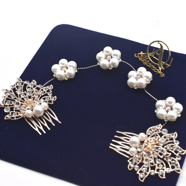 Pink Flowers Crown  Headpiece Women Hair Accessories Headdress Girl  Crown Wedding Floral Headwear
