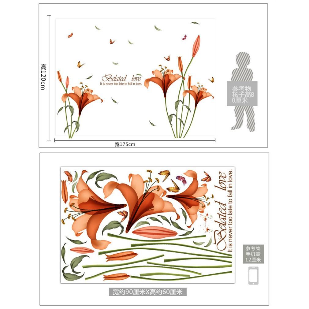 [Fundecor] PVC orange flowers butterfly leaf wall stickers for kids rooms living room bathroom kitchen decor wall decals poster