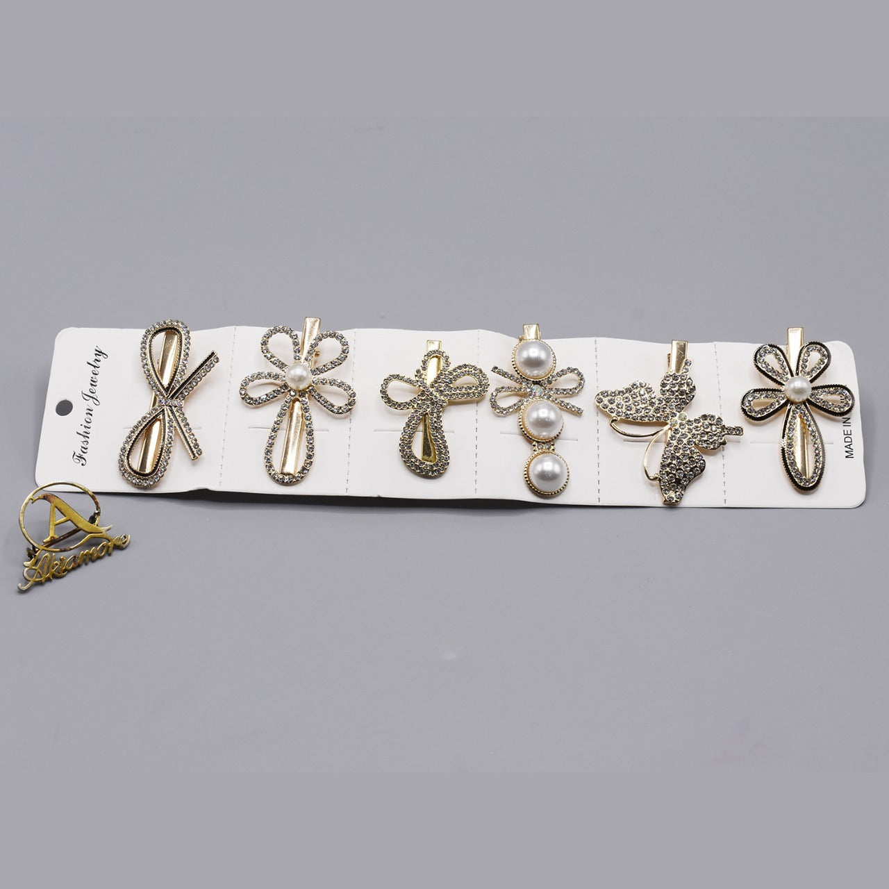 6pcs set Gold Rhinestone Scissors Pearls Hairpins Hair Clips Hair Accessories