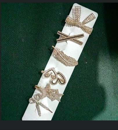 6pcs set rendom design  Gold Rhinestone Scissors Pearls Hairpins Hair Clips Hair Accessories