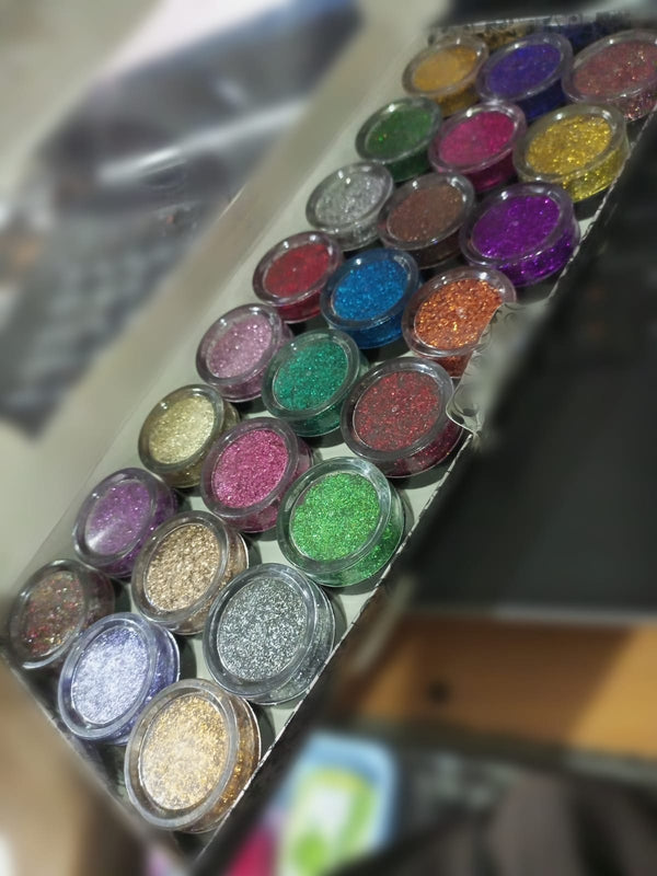 Professional Shimmer Glitter Shimmering Eye Shadow Glitter Powder Set Nail,Face & Eye (Pack of 24pcs)  (Multicolour)   mrgemiz4n-4