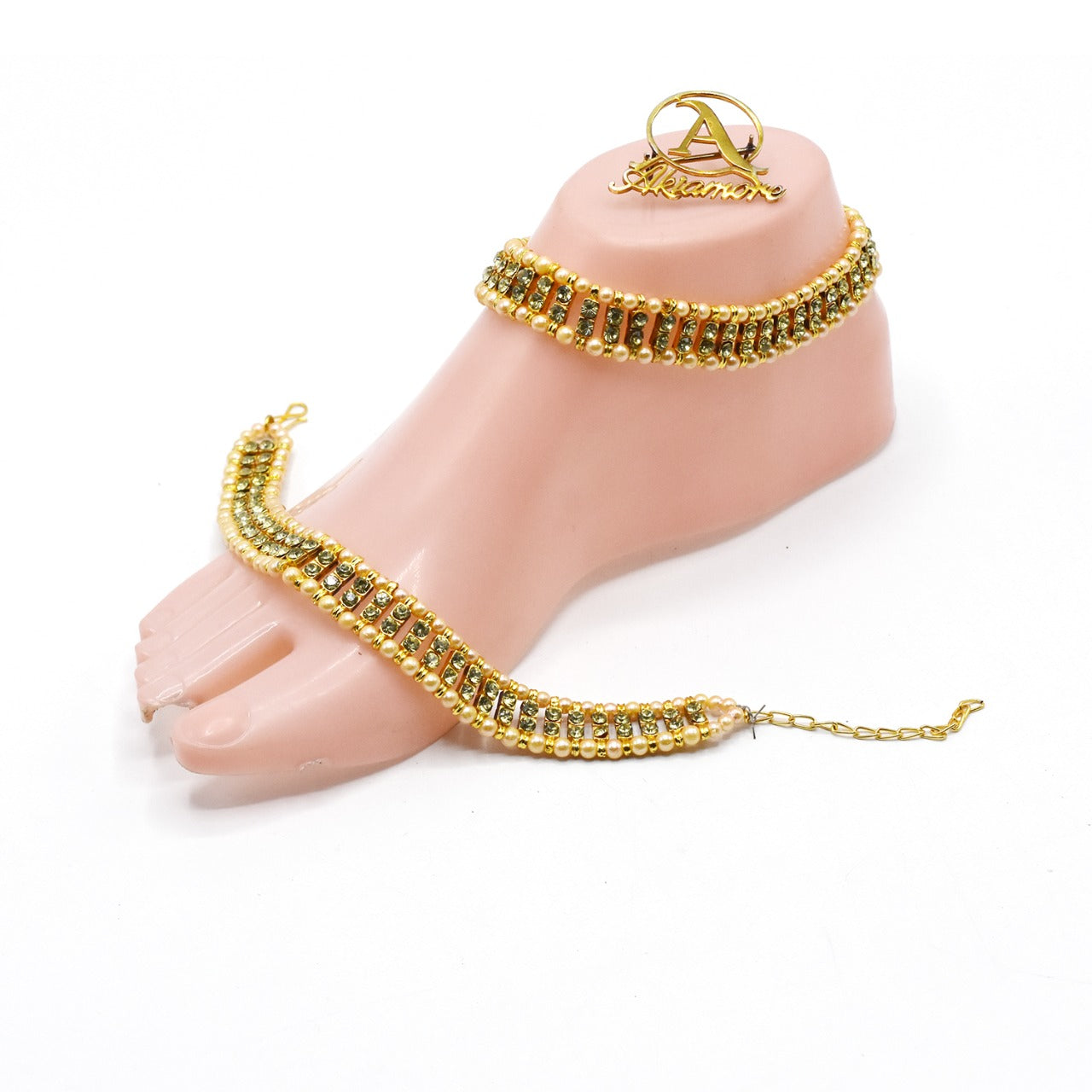 2021 New Fashion golden and multi Silver Color   Anklet Ankle chain Rhinestones Foot Jewelry