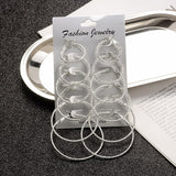 6 Pairs/set 2020 New Fashion Round Circle Silver Hoop Earrings Set For Women Girl Punk Style Brincos Round Earrings Party Jewelry Gift egfrsrb5c-1