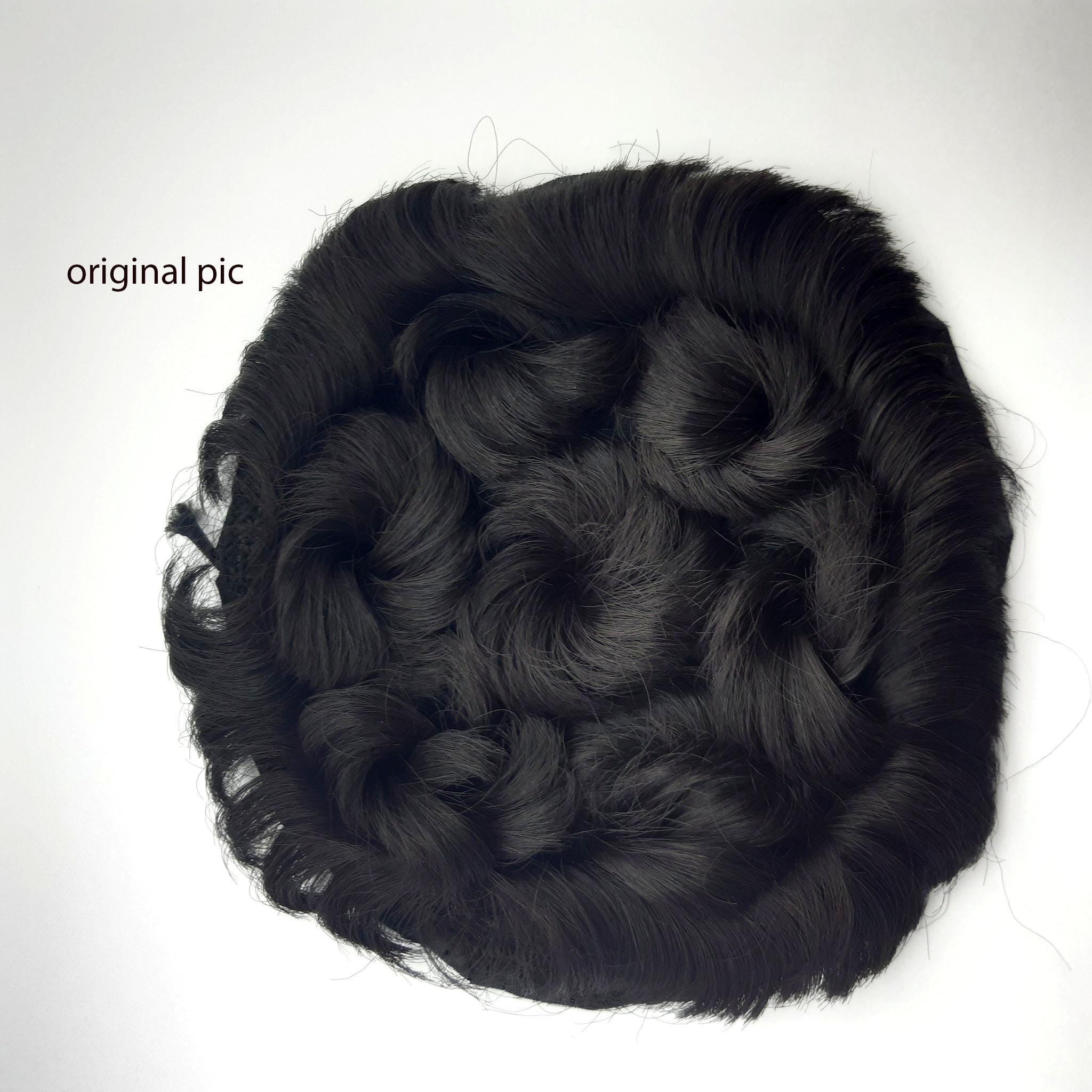 Curly Chignon Hair Clip In Hairpiece 7 Star Extensions Bug/Ash /Black/Flaxen Color Synthetic Chignon For Women  hefrbkd6a-4