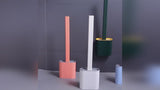 Silicone Toilet Brush with Toilet Brush Holder Creative Cleaning Brush Set, Silicone Flex Toilet Brush with Holder and Wall Mounted  bcbgyz2d-c