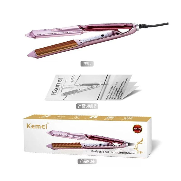 Kemei km-473 - Professional Hair Crimper wide plate instant heating - pink  khspkz4d-e