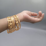 Set Of 6 - Gold Plated Bangles - Golden bl24gde4a-5