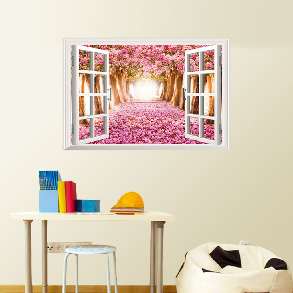 Decals Design '3D Cherry Blossoms Flowers Path Endless Venture xl8022c' Wall Sticker (PVC Vinyl, 60 cm x 90 cm)