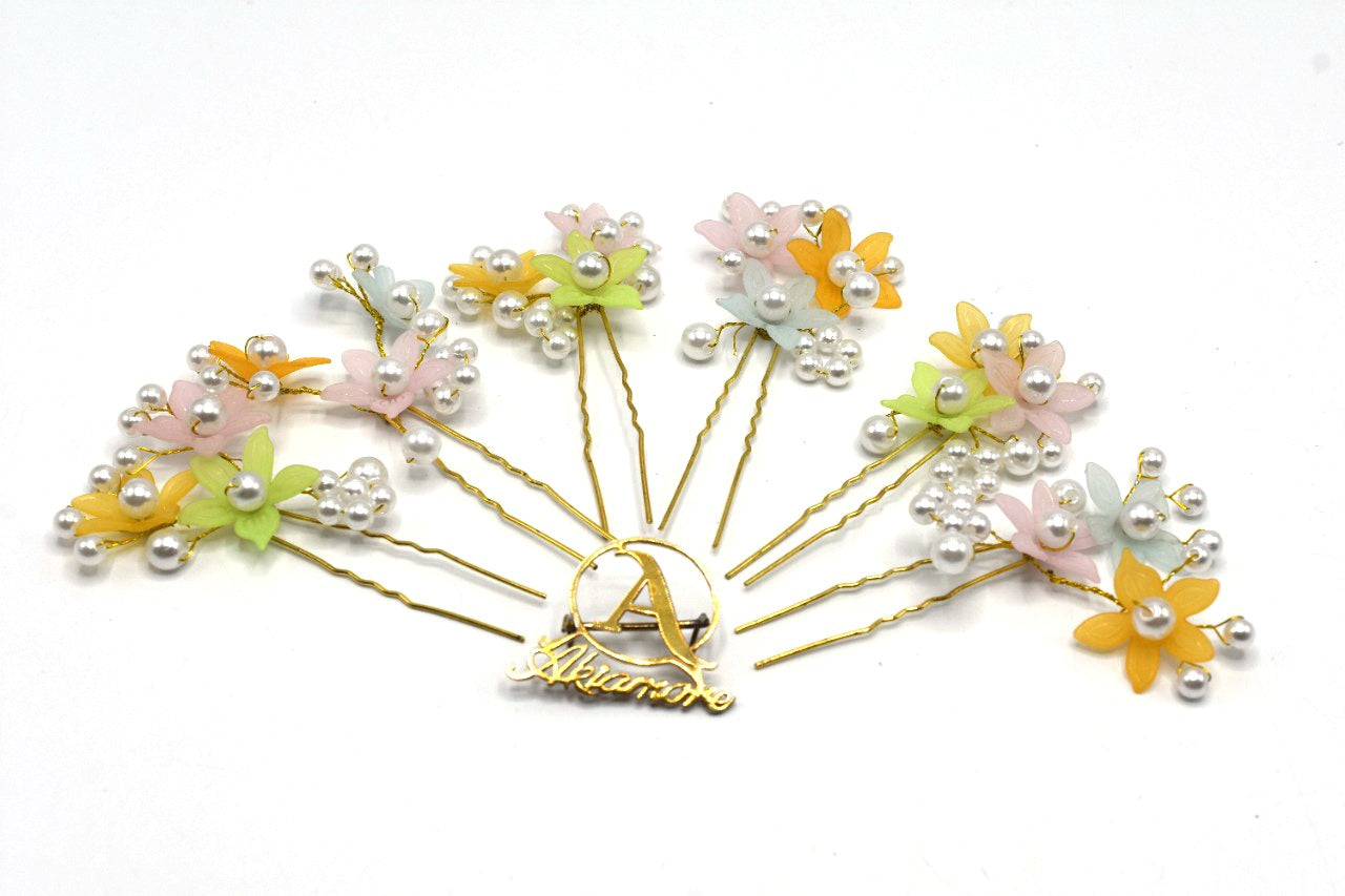 6Psc Elegant Bridal Pearl Handmade Flower Beautiful Hair Accessories Wedding Hair Pins Bridesmaid Bridal Decor hnfrsrd5s-4