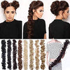 Synthetic Women Curly Bun Chignon Elastic Band Clip In Hair Extensions Black Brown High Temperature Fiber Fake Hairpiece hefrnbd6j-6