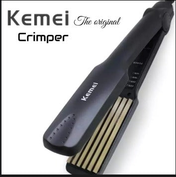 Kemei 332 km-332 - Professional Hair Straightener Crimper wide plate temperature control instant heating - Black khcmiz1a-2