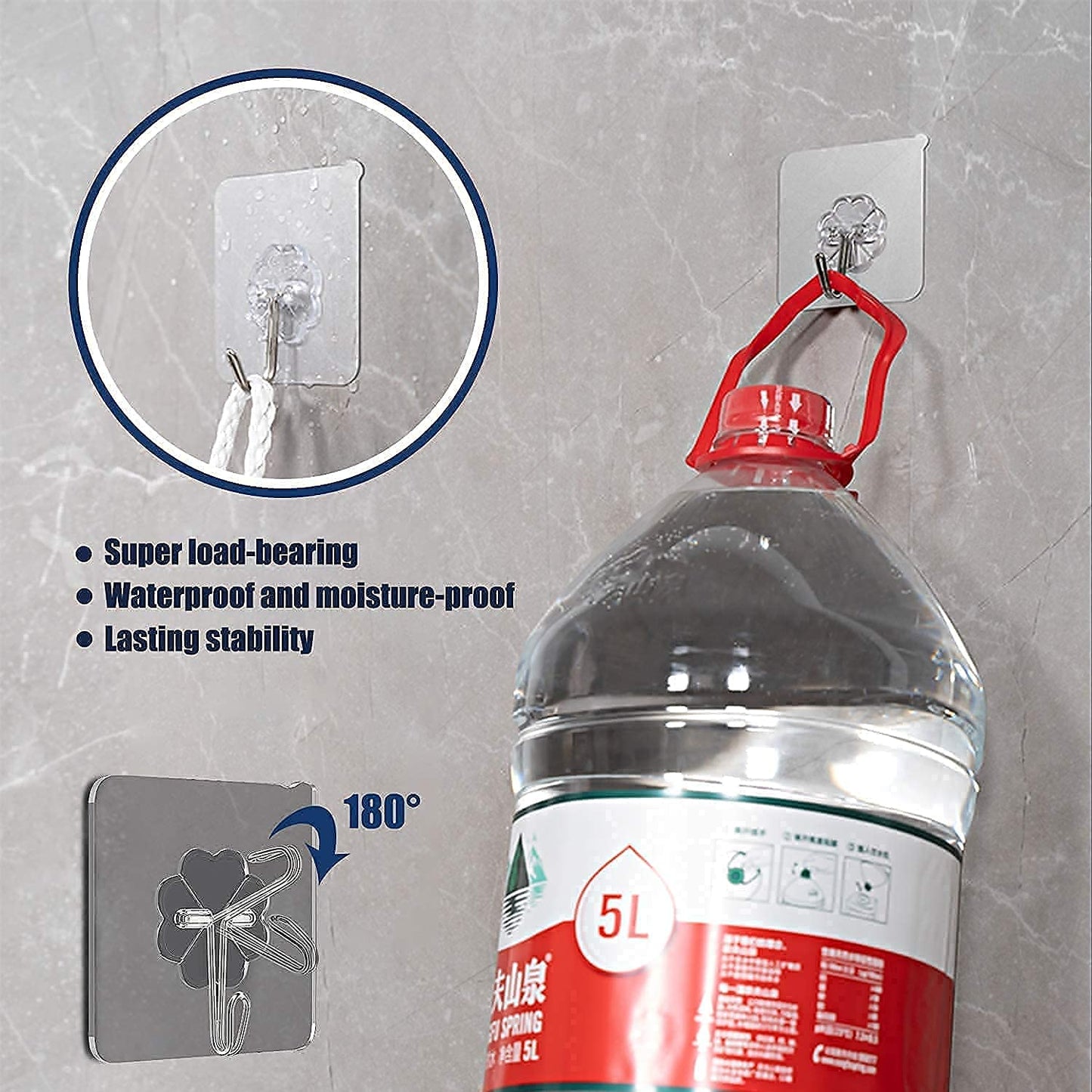 Adhesive Hooks for Wall/ Heavy-Duty Hooks(10Kg)/ Flower Shape Wall Hooks for Hanging/ Nail Free Sticky Hangers with Stainless Steel Hooks / Transparent Strong Hooks/ Waterproof and Oil- proof Stickers for Bathroom and Kitchen  hrfrclv1f-2