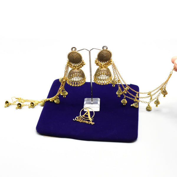 Ethnic Women's Golden Color Bells Indian Jewelry Gypsy Earrings With Sahara Pendientes Piercing Vintage Tribe Tassel Jhumka Earrings Jewelry