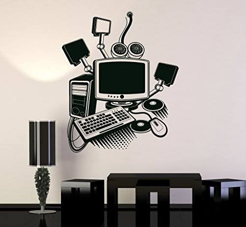 Vinyl Wall Decal Computer Art Gamer Play Room PC Kids Mural Stickers Size 36x36 Inches
