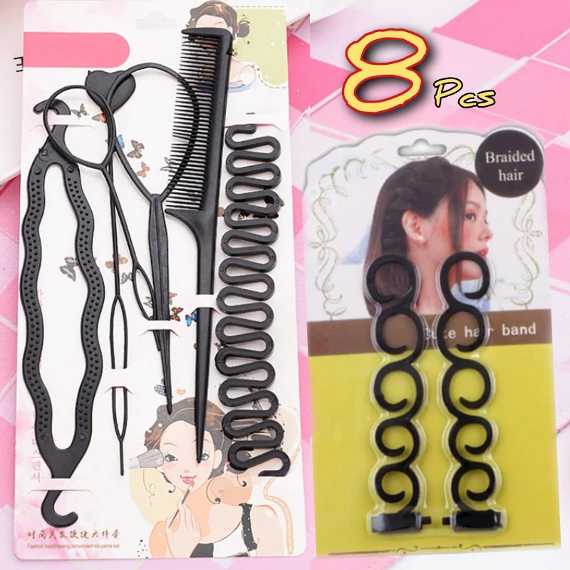 Hair Styling Set, Fashion Hair Design Styling Tool Accessories DIY Hair Accessories Tool Kit Hair Sculpting Tool Kit, Magic ple Quick Spiral Braide  htfrbks6j-1