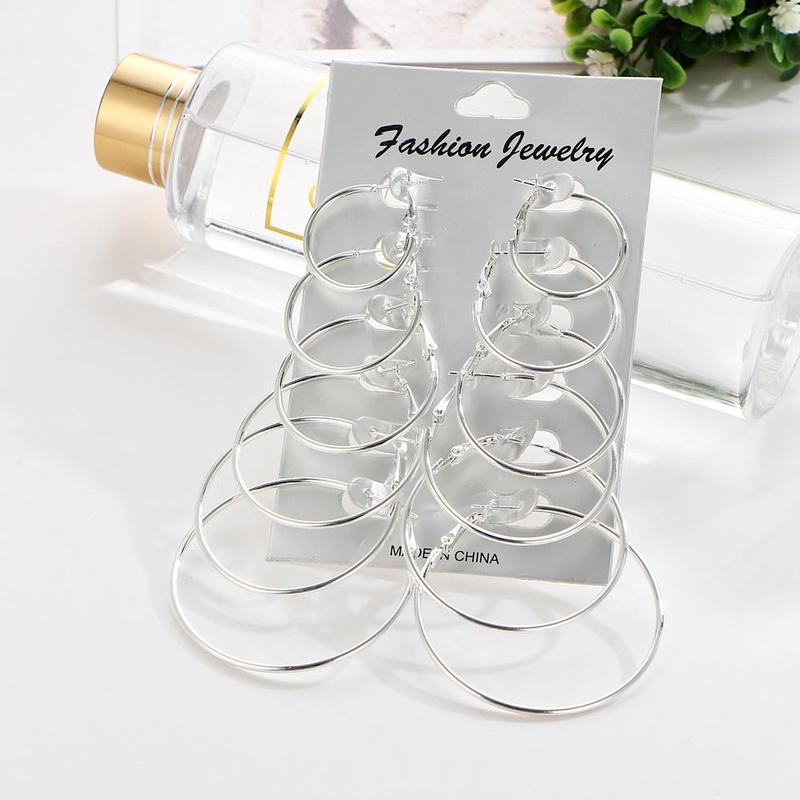 Pack of 6 - silver Different Sizes Hoops (Bali) fashion jewellery egfrsrb4j-1