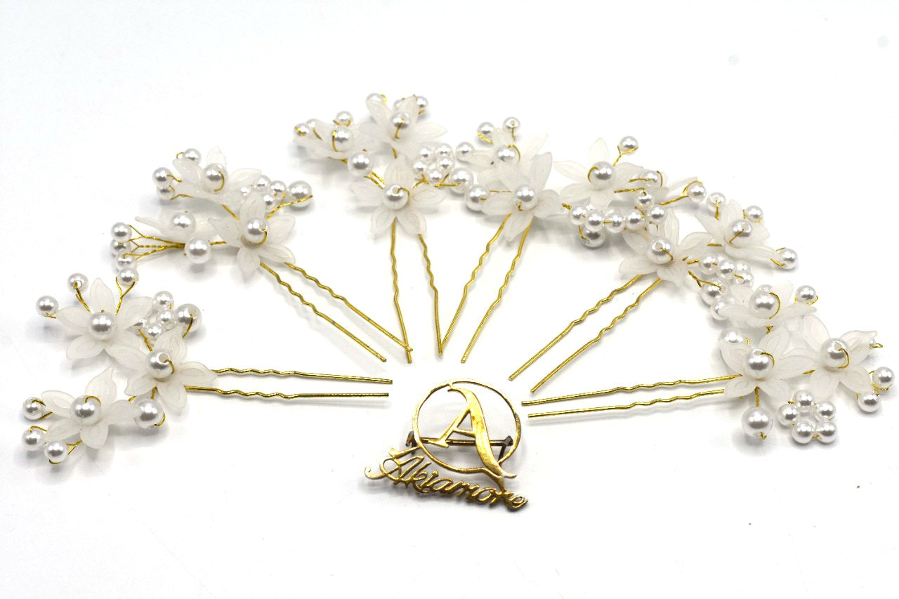 6Psc Elegant Bridal Pearl Handmade Flower Beautiful Hair Accessories Wedding Hair Pins Bridesmaid Bridal Decor hnfrsrd5s-4