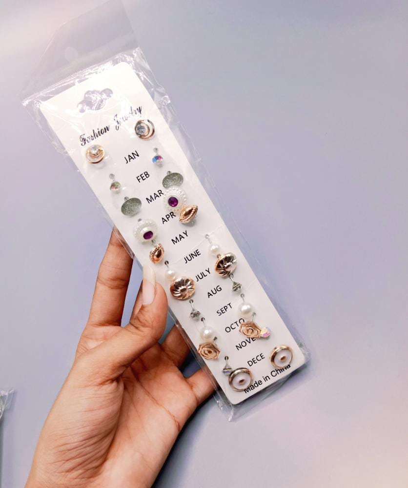 Fashion 12 pair/set Randum Earrings for Women Square Crystal Heart Stud Earrings for Women egfrsrc1i-1