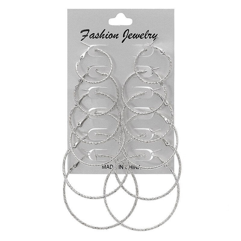6 Pairs/set 2020 New Fashion Round Circle Silver Hoop Earrings Set For Women Girl Punk Style Brincos Round Earrings Party Jewelry Gift egfrsrb5c-1