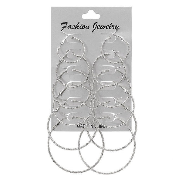 6 Pairs/set 2020 New Fashion Round Circle Silver Hoop Earrings Set For Women Girl Punk Style Brincos Round Earrings Party Jewelry Gift egfrsrb5c-1