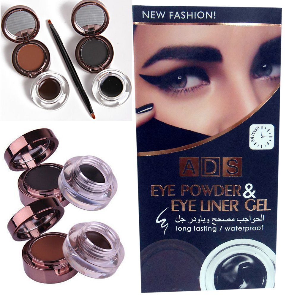 ADS Brown and Black Waterproof/Long Lasting Eyebrow Powder & Eyebrow Gel with Mirror Kit 24Hours  aglbkz9b-5