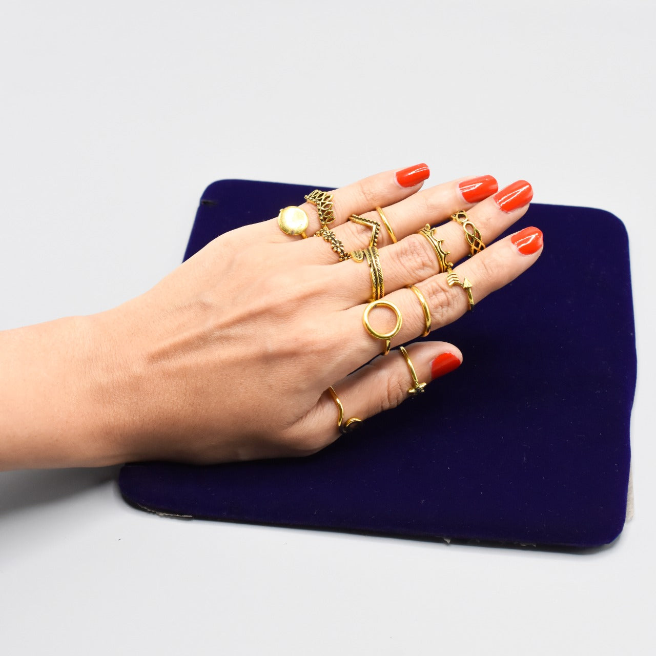 15 Pcs/Pack Golden and Silver Ring Set  Vintage Punk Rings Fashion Jewelry for Women Party Gifts fgfrgrf2m-1