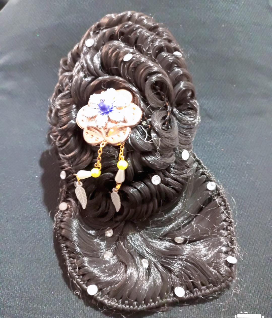 Cosmic Women and Girl Black Synthetic Fiber Style Decorated Juda Stud Work Hair Extension