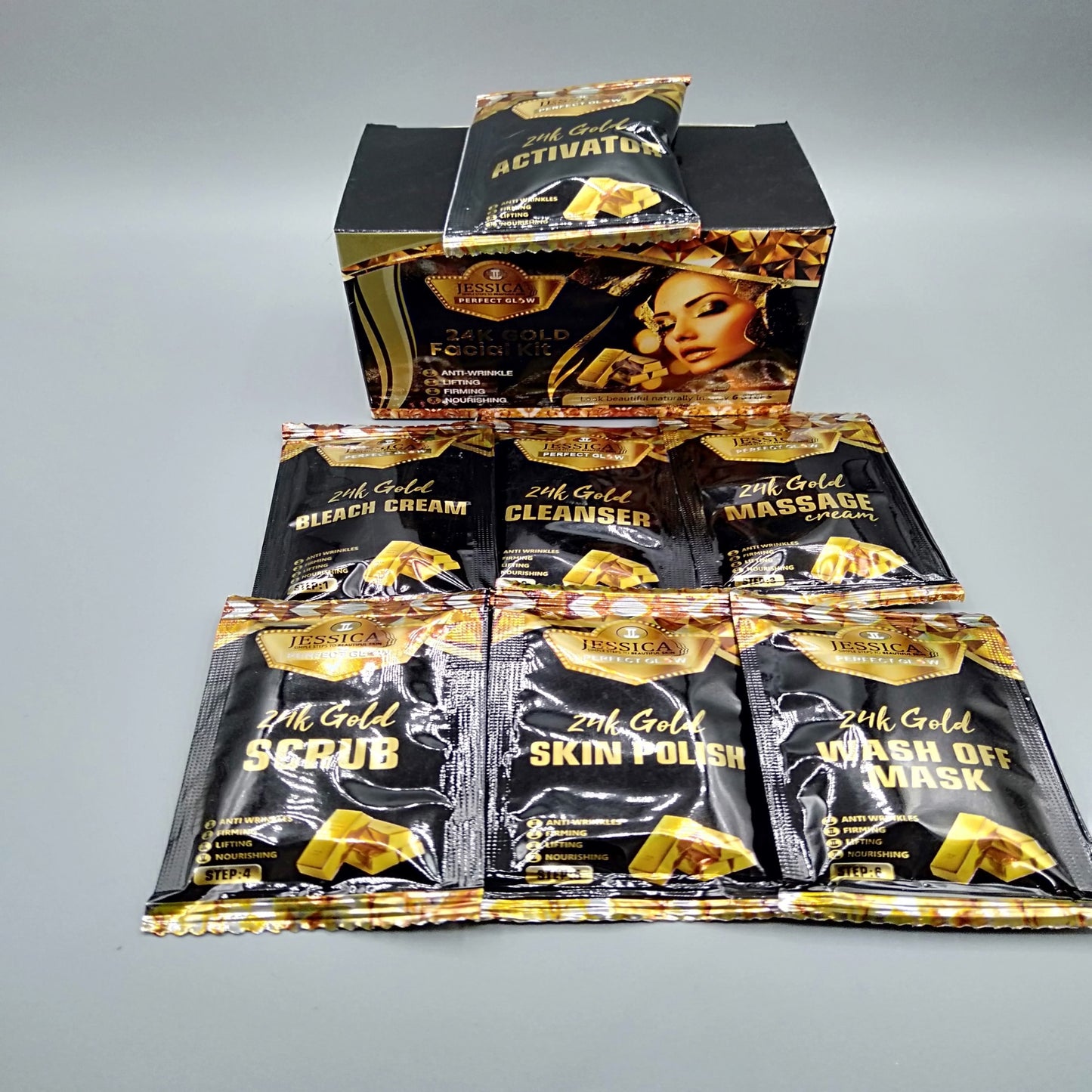 Jessica 24K Gold 6 Steps Facial Kit Small - 6 Sachets  jgfkgdz4j-5