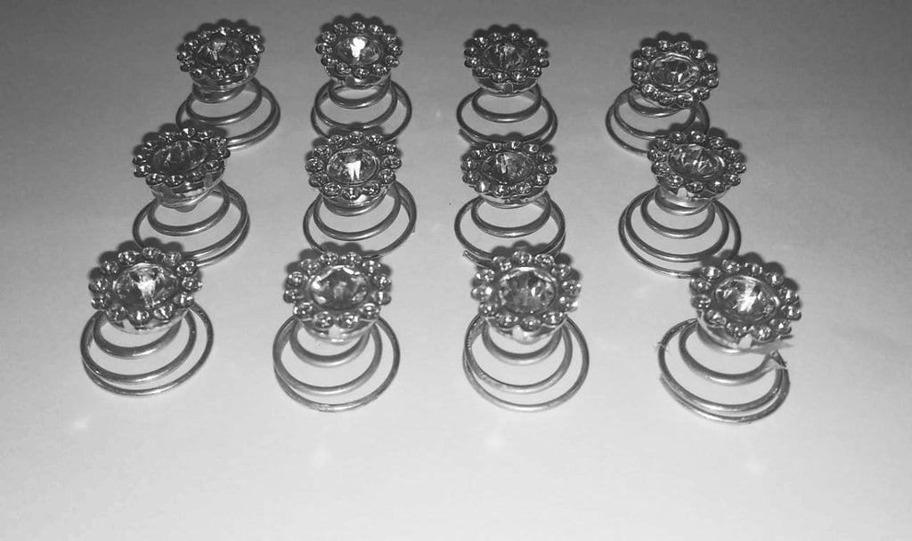 12x Wedding Bridal Hair Pins Rhinestone Twists Coil Flower Swirl Spiral Hairpins