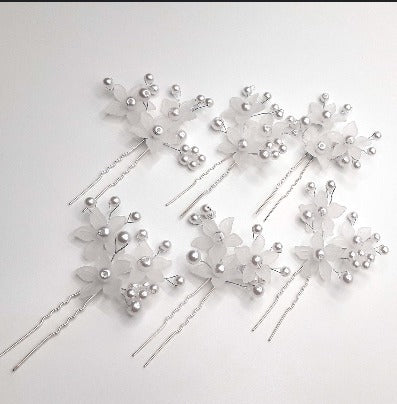 pack of six Hair Accessories Pearls Beads Hairpins  Flower Bridal Wedding Hair Clips Ornament