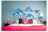 Xh9002 Wall Sticker / Stiker Dinding Blue Dolphin